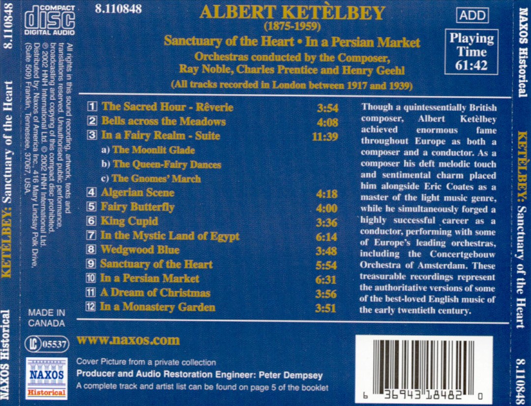 Albert Ketèlbey: Sanctuary of the Heart; In a Persian Market; In a Fairy Realm cover art