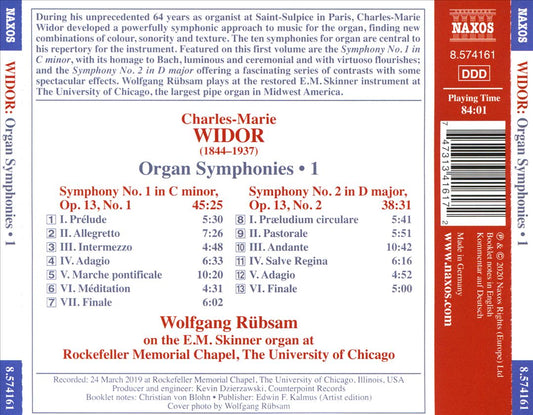 Widor: Organ Symphonies, Vol. 1 cover art