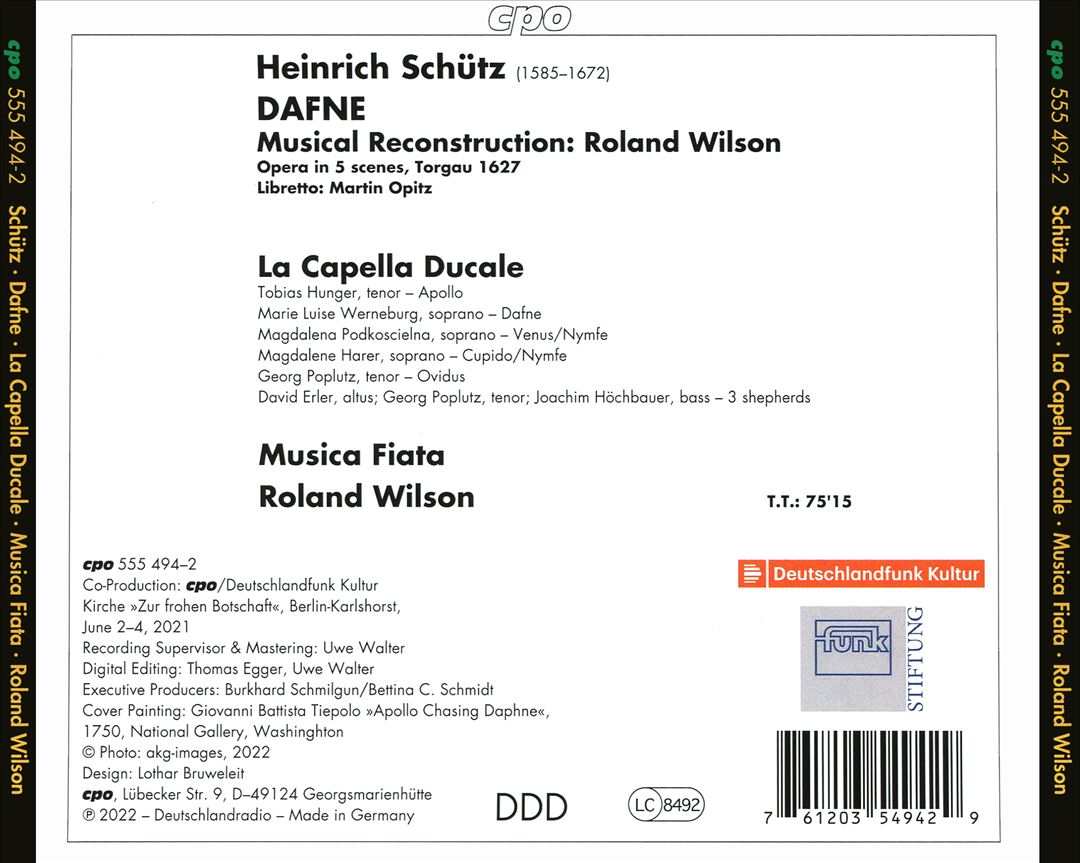 Heinrich Schütz: Dafne cover art