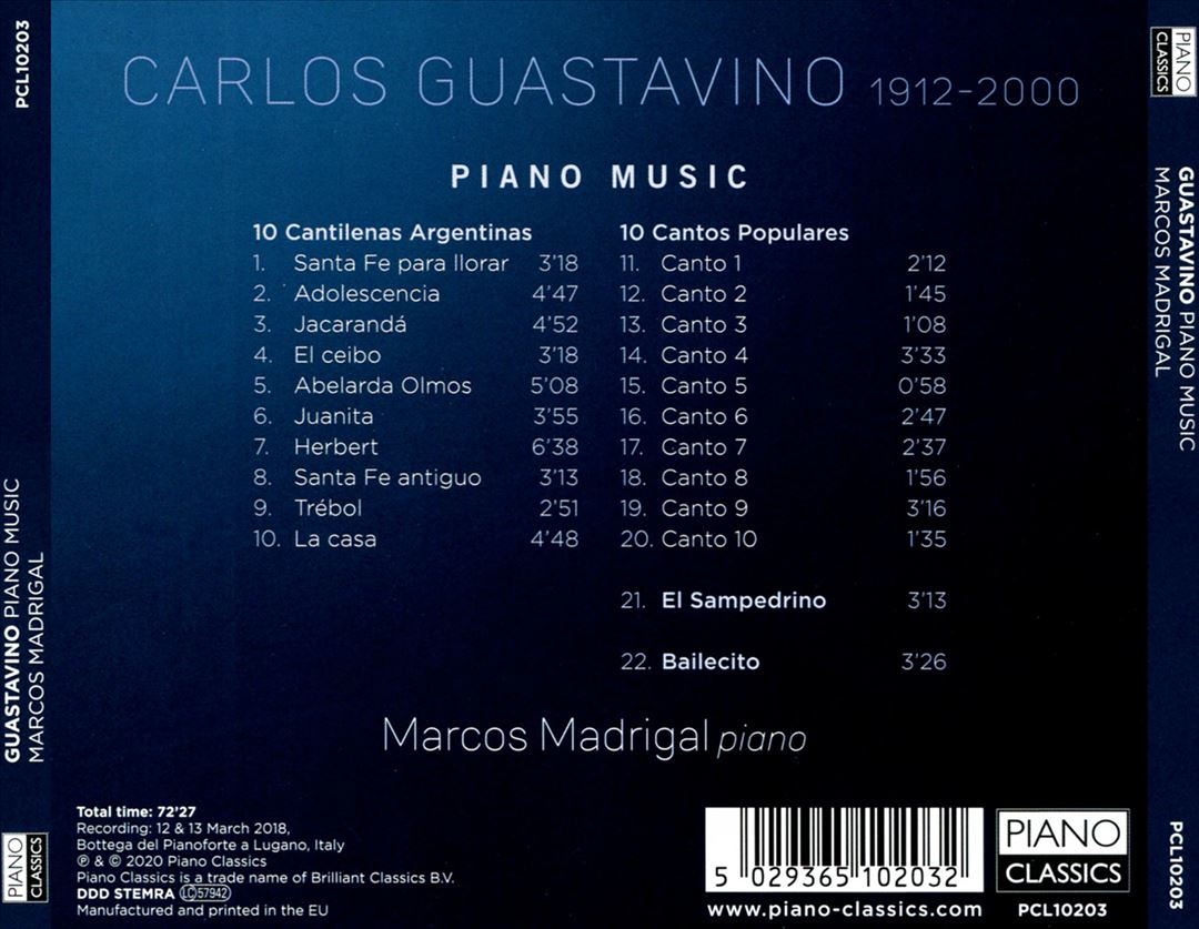 Guastavino: Piano Music cover art