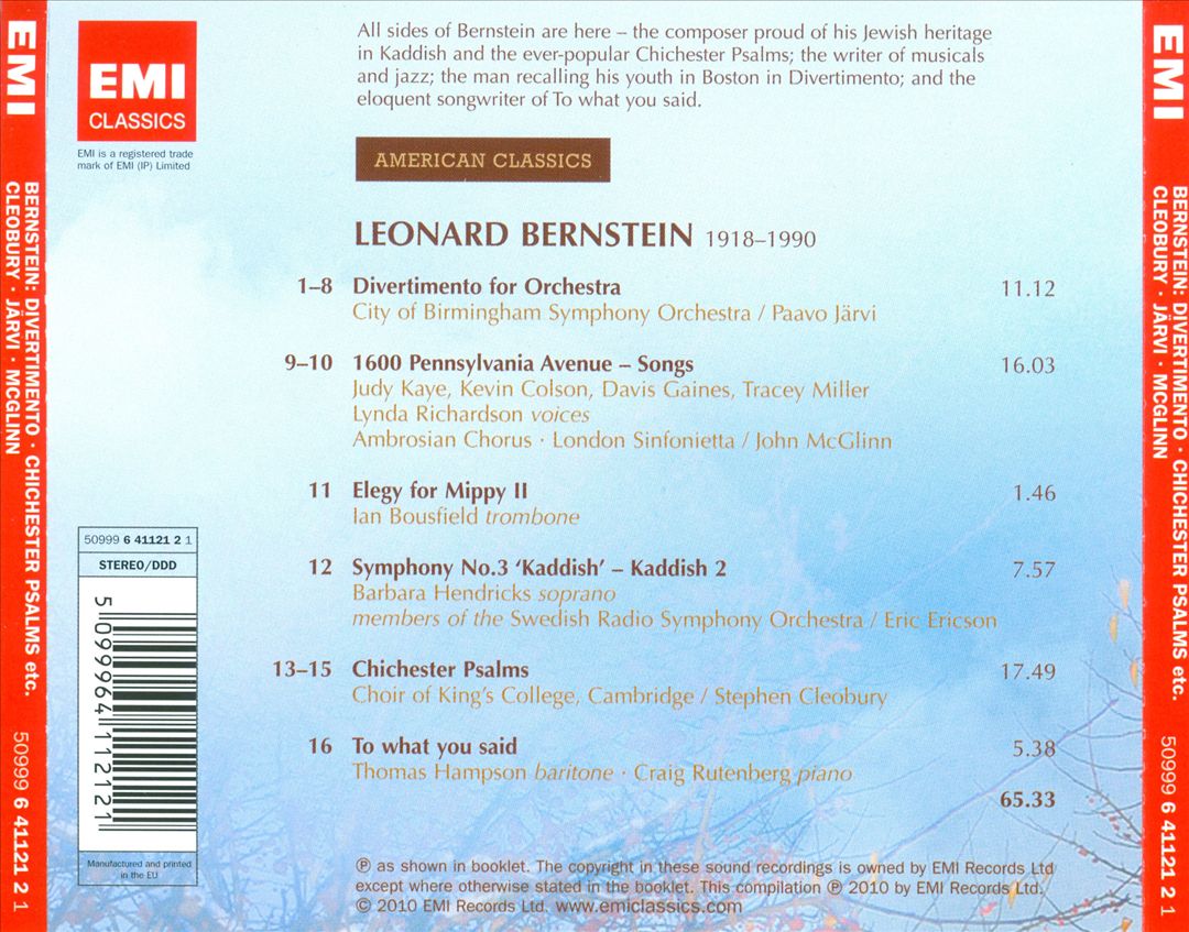 Bernstein: Chichester Psalms; Divertimento cover art