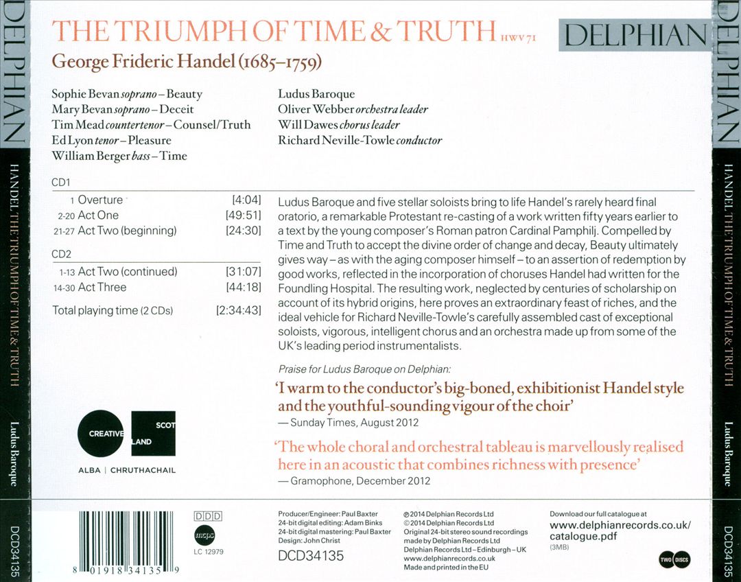 Handel: The Triumph of Time & Truth cover art
