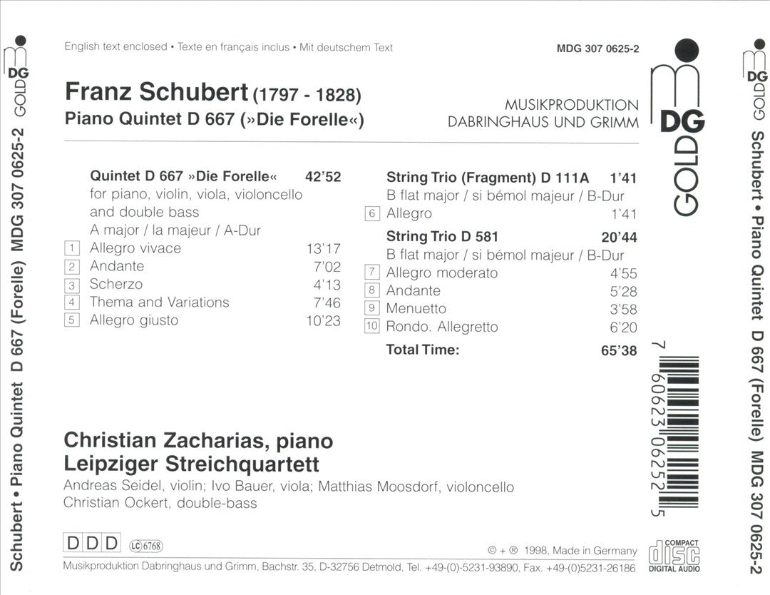 Schubert: Piano Quintet "Die Forelle"; String Trios cover art