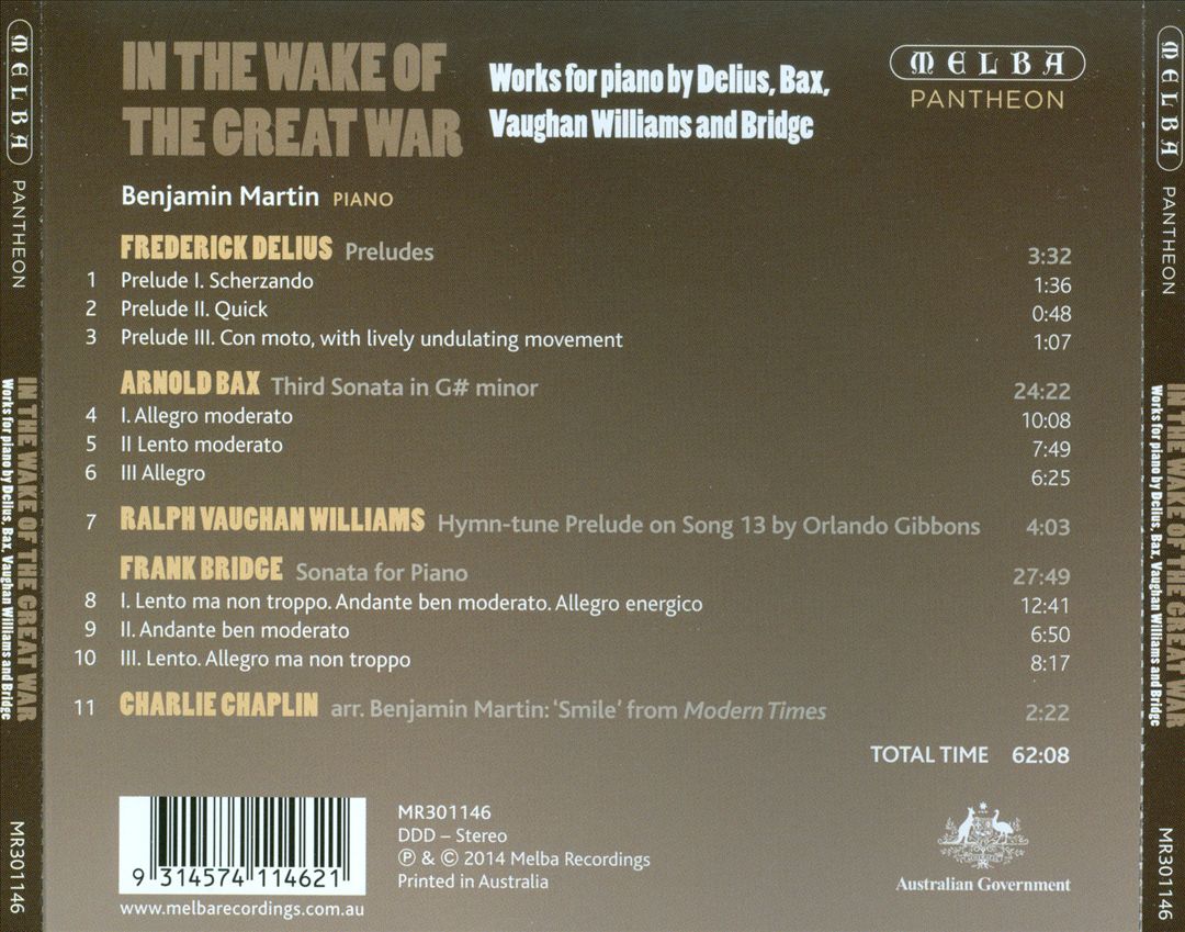 In the Wake of the Great War: Works for piano by Delius, Bax, Vaughan Williams and Bridge cover art