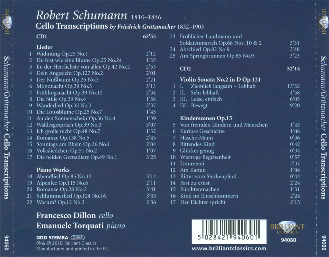 Schumann: Lieder; Violin Sonata No. 2; Kinderszenen cover art