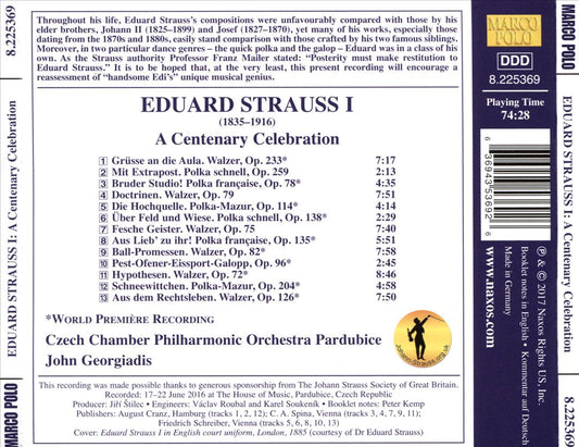 Eduard Strauss I: A Centenary Celebration cover art