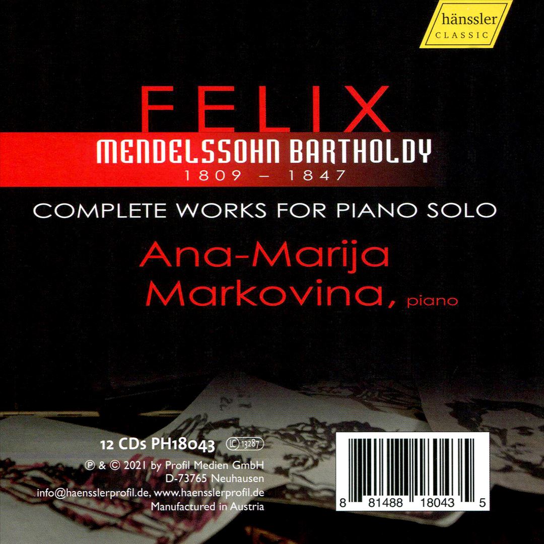 Felix Mendelssohn Bartholdy: Complete Works for Piano Solo cover art
