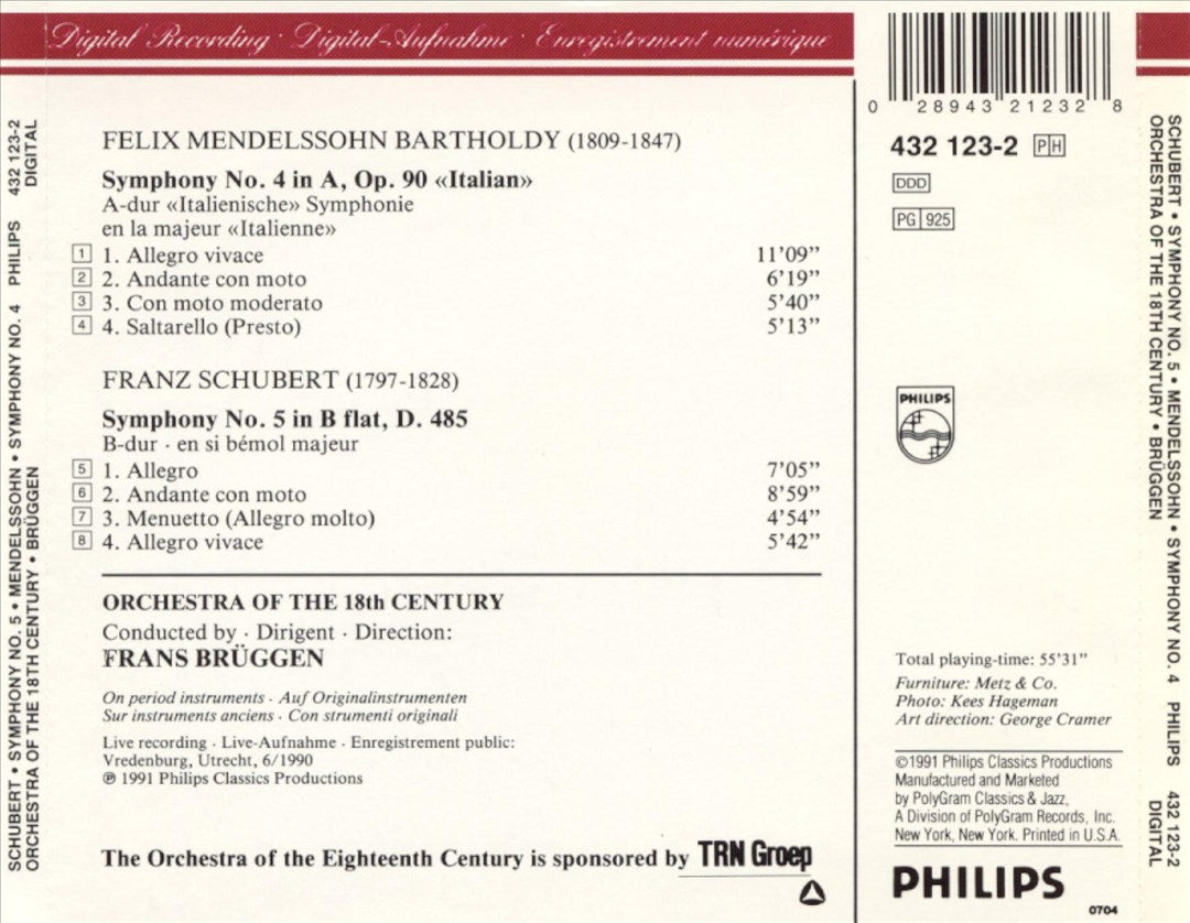 Schubert: Symphony No. 5; Mendelssohn: Symphony No. 4 cover art