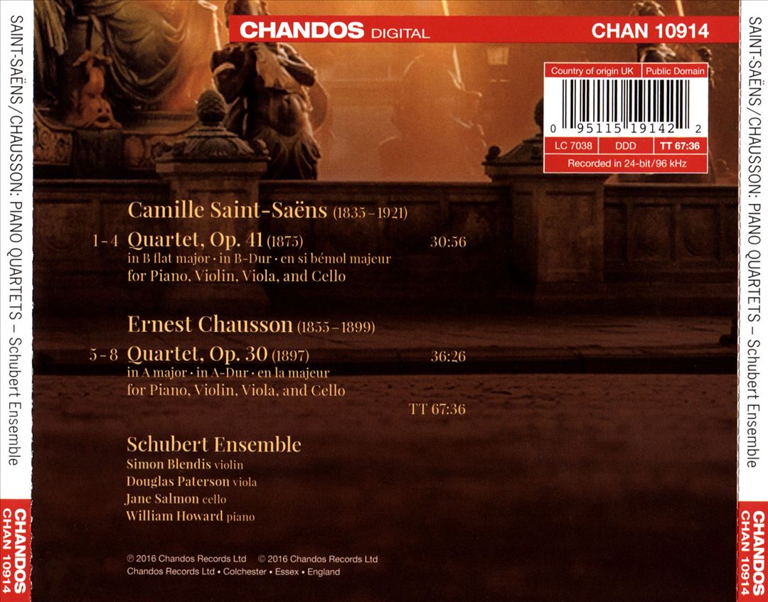 Saint-Saëns, Chausson: Piano Quartets cover art