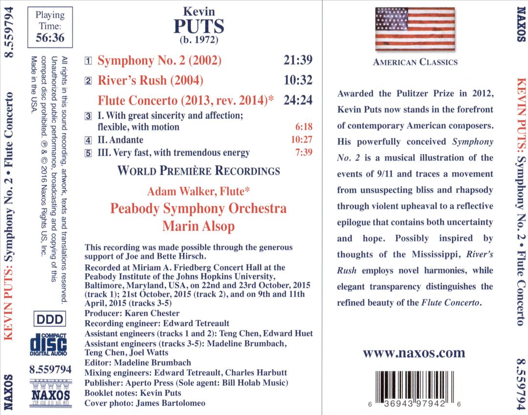 Kevin Puts: Symphony No. 2; Flute Concerto; River's Rush cover art