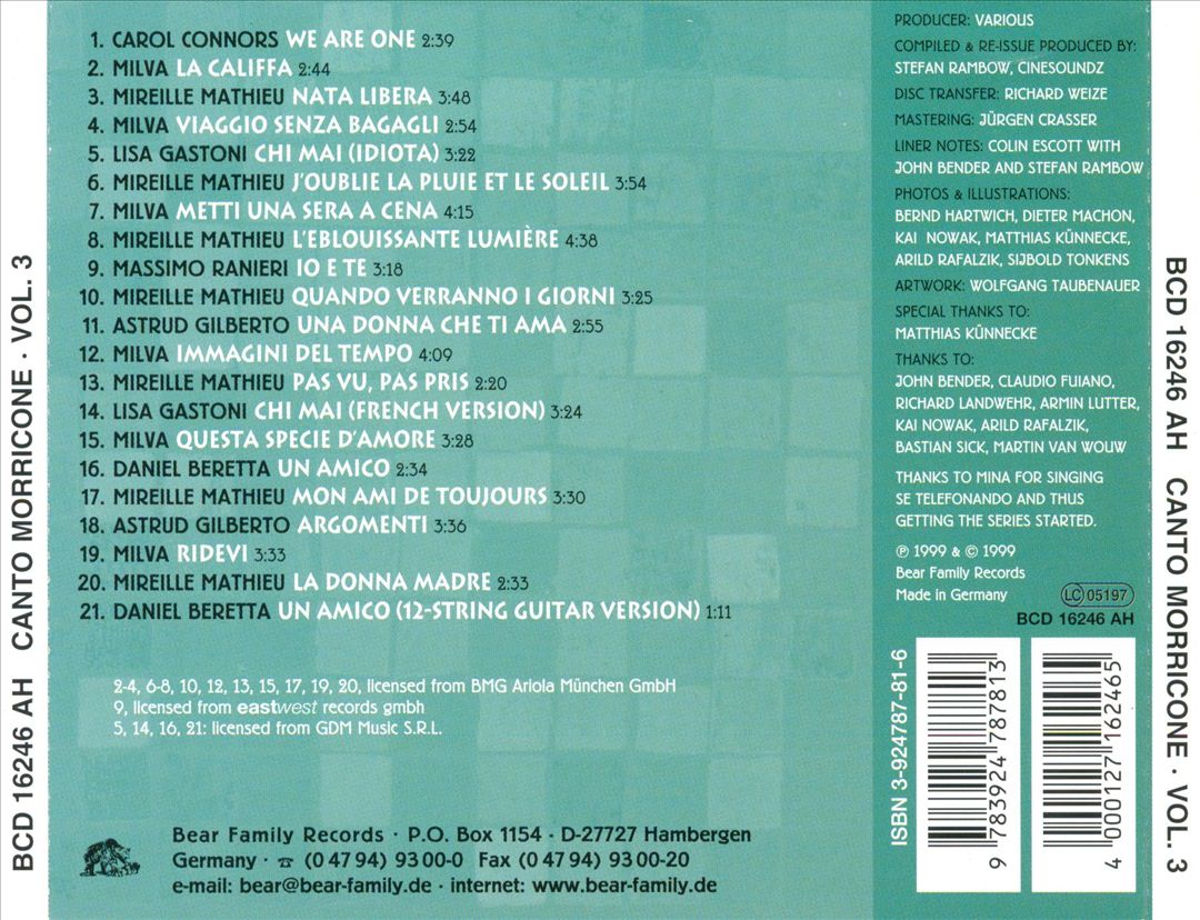 Canto Morricone, Vol. 3 cover art