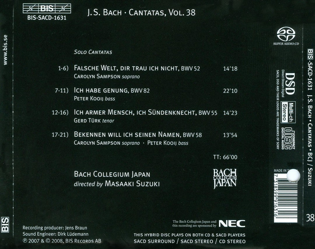 Bach: Cantatas, Vol. 38  cover art
