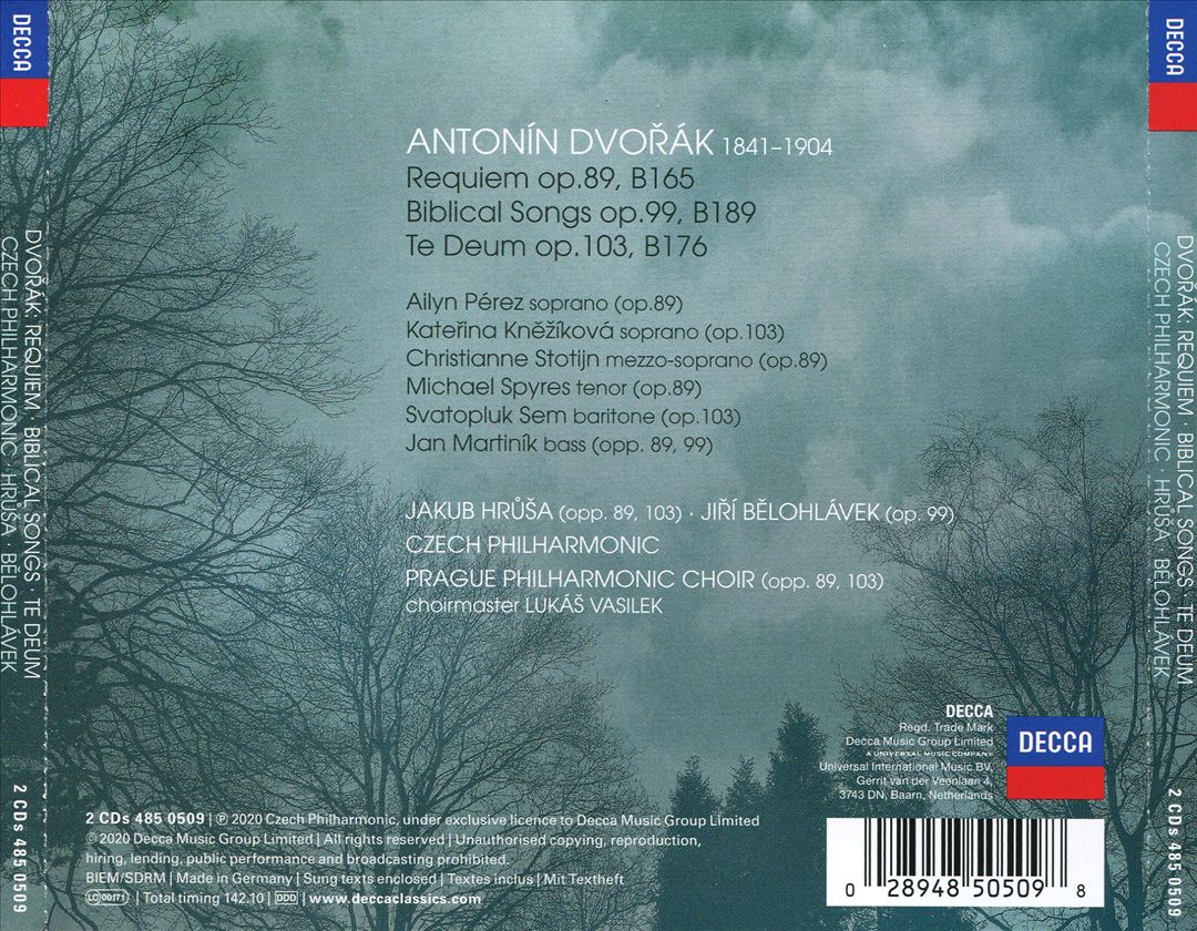 Dvořák: Requiem; Biblical Songs; Te Deum cover art
