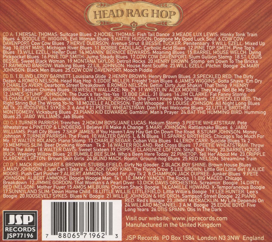 Head Rag Hop: Piano Blues 1925-1960 cover art