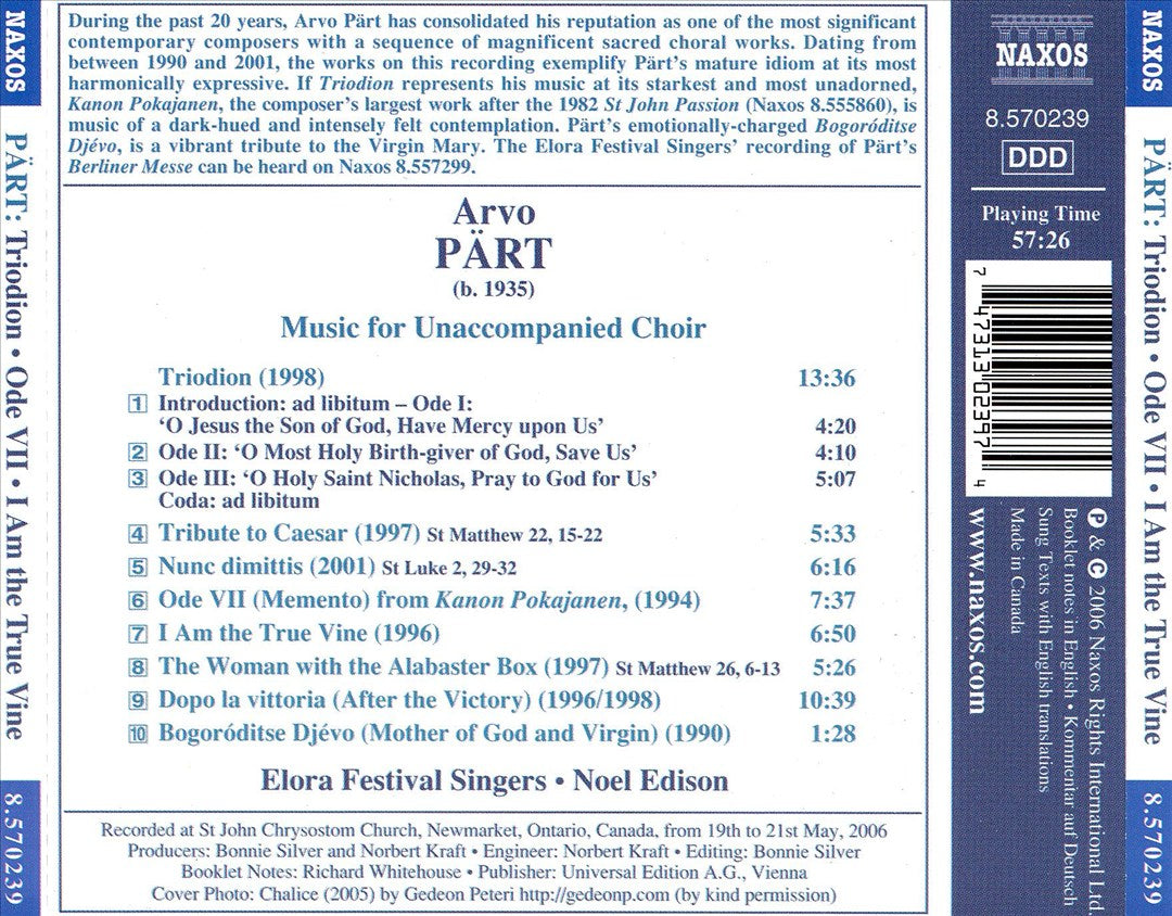 Arvo Pärt: Music for Unaccompanied Choir cover art