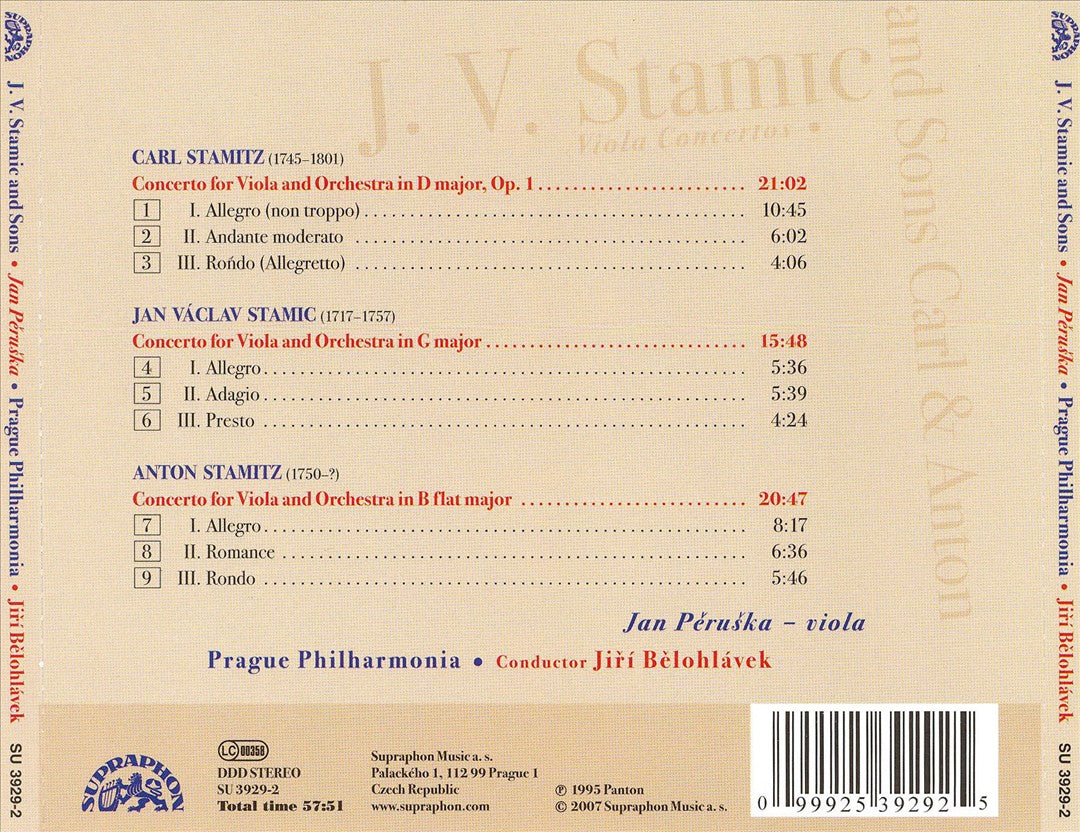 J.V. Stamic & Sons: Viola Concertos cover art