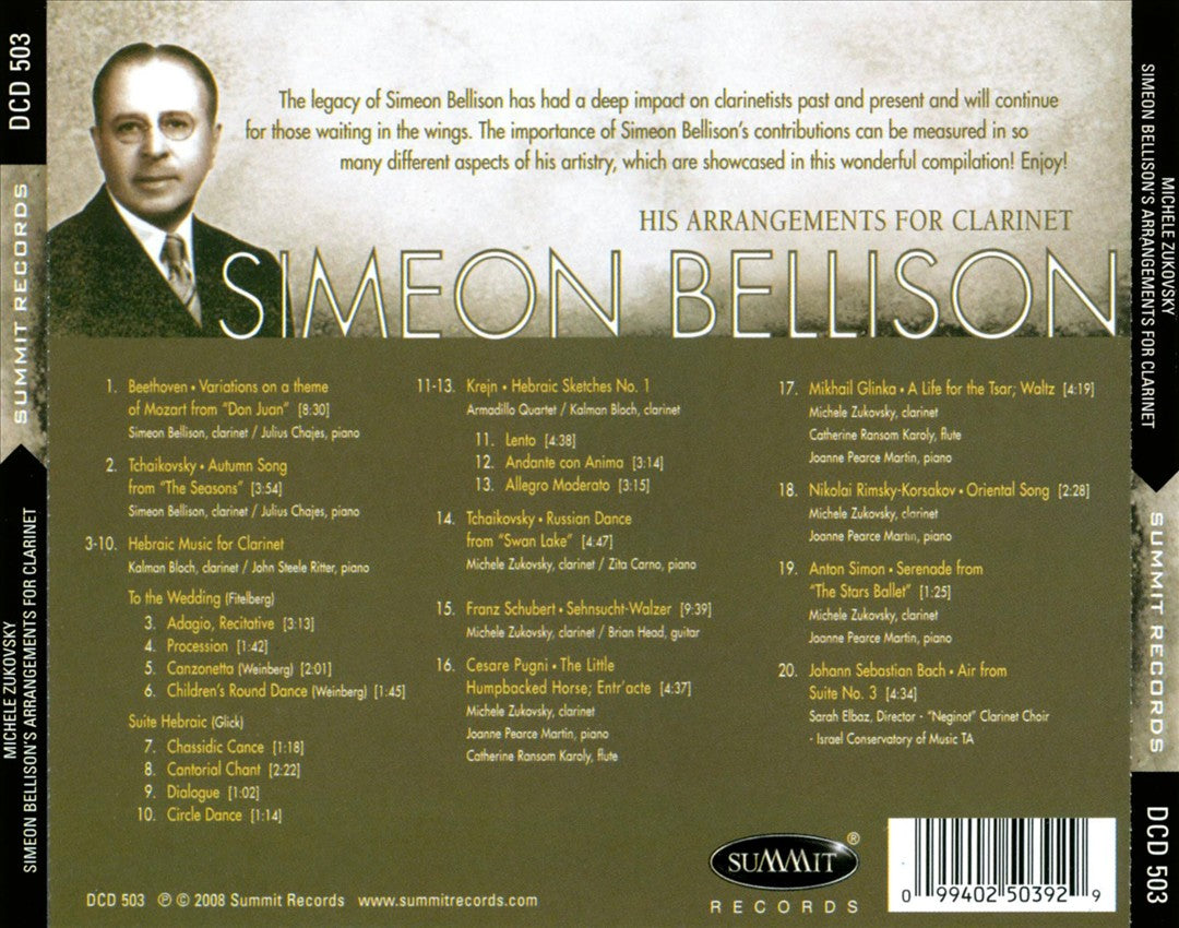 Simeon Bellison's Arrangements for Clarinet cover art