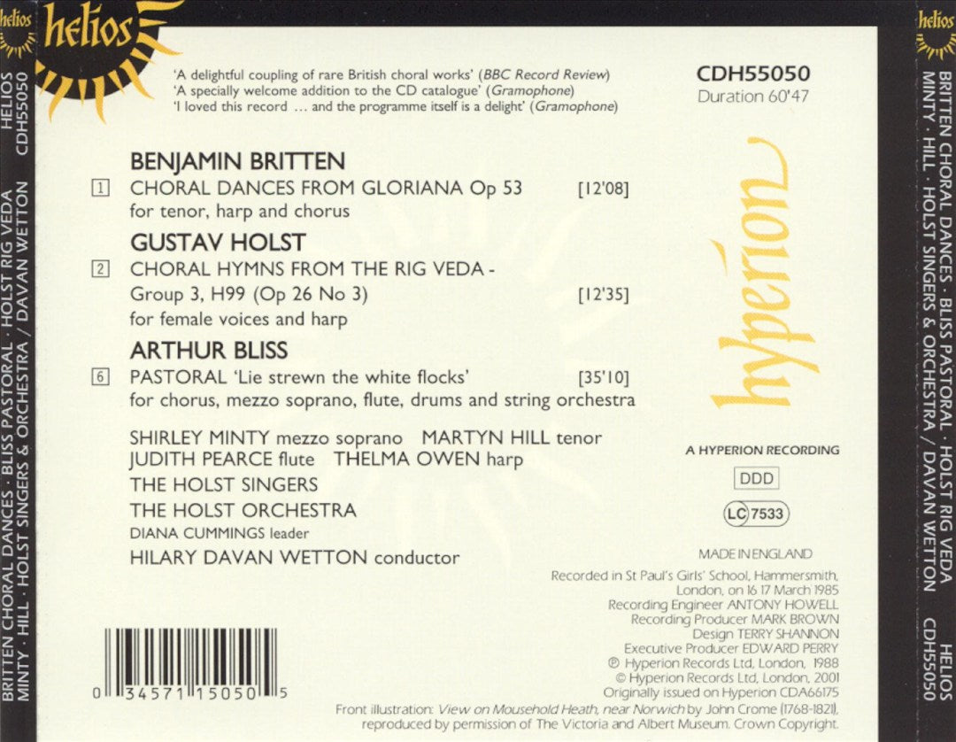 Britten, Bliss, Holst: Choral Music cover art