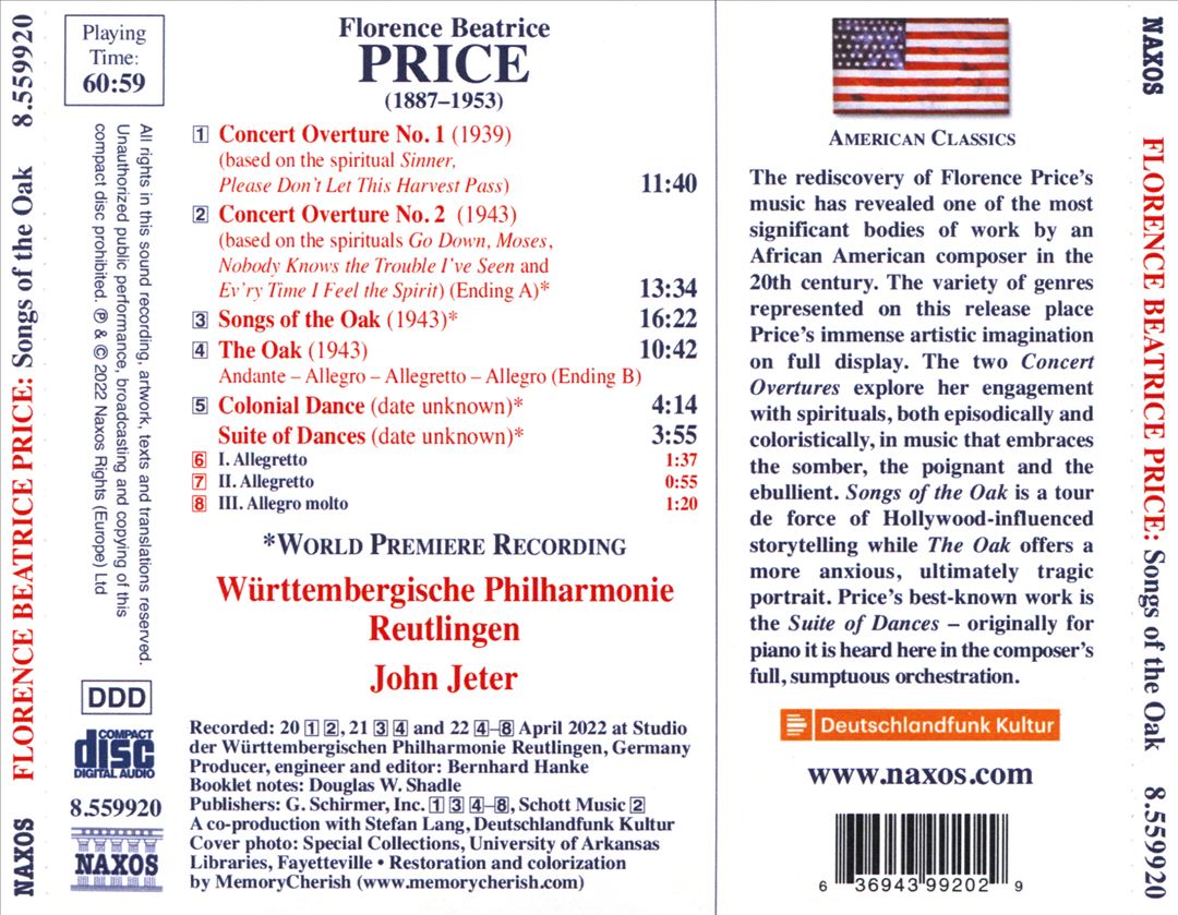 Price: Songs of the Oak; Concerto Overtures Nos. 1 and 2; The Oak; Colonial Dances; Suite of Dances cover art