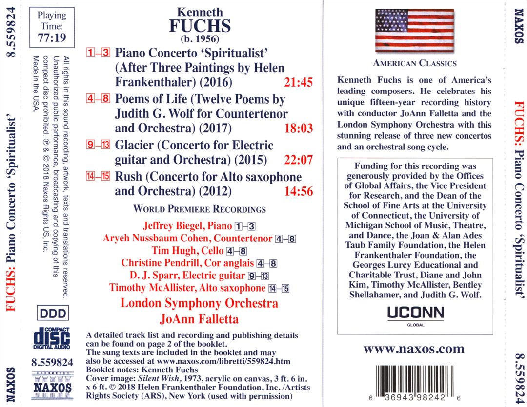 Kenneth Fuchs: Piano Concerto "Spiritualist"; Poems of Life; Glacier; Rush cover art