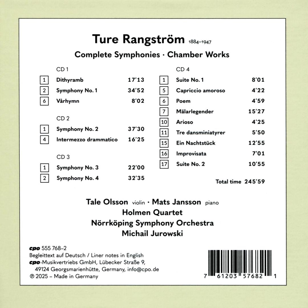 Ture Rangström: Complete Symphonies; Chamber Works cover art