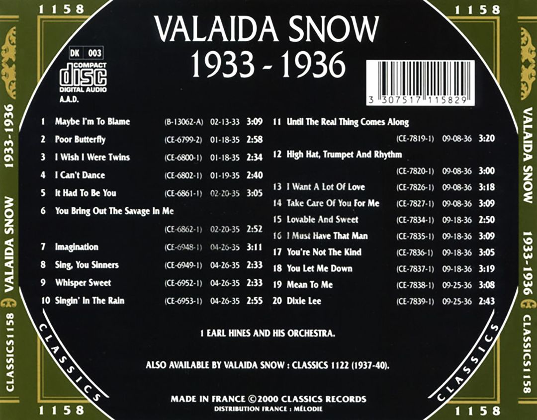 Chronological Valaida Snow 1933-1936 cover art