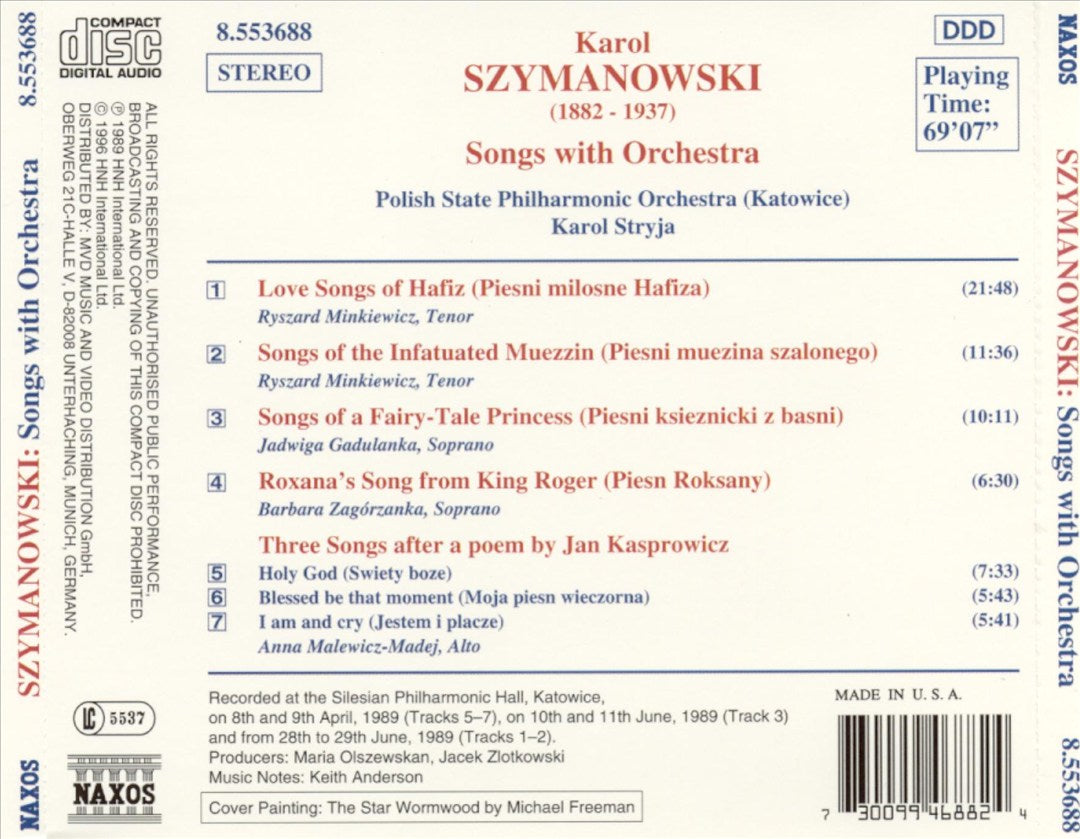 Karol Szymanowski: Songs with Orchestra cover art