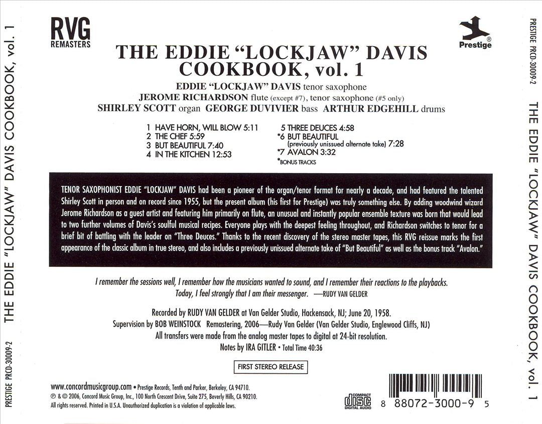 The Eddie "Lockjaw" Davis Cookbook, Vol. 1 [RVG Edition] cover art