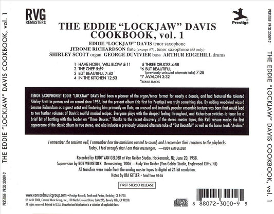 The Eddie "Lockjaw" Davis Cookbook, Vol. 1 [RVG Edition] cover art