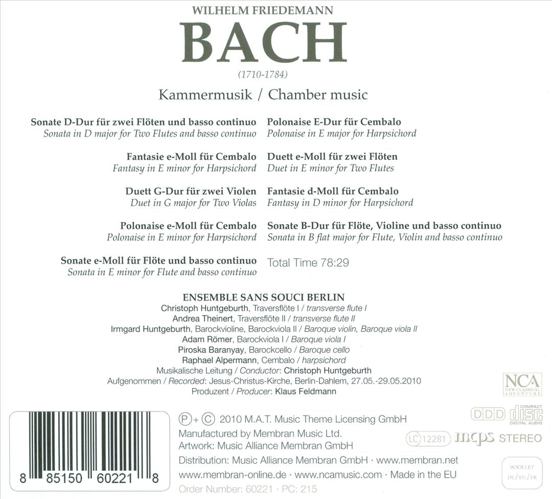 Wilhelm Friedemann Bach: Chamber Music cover art