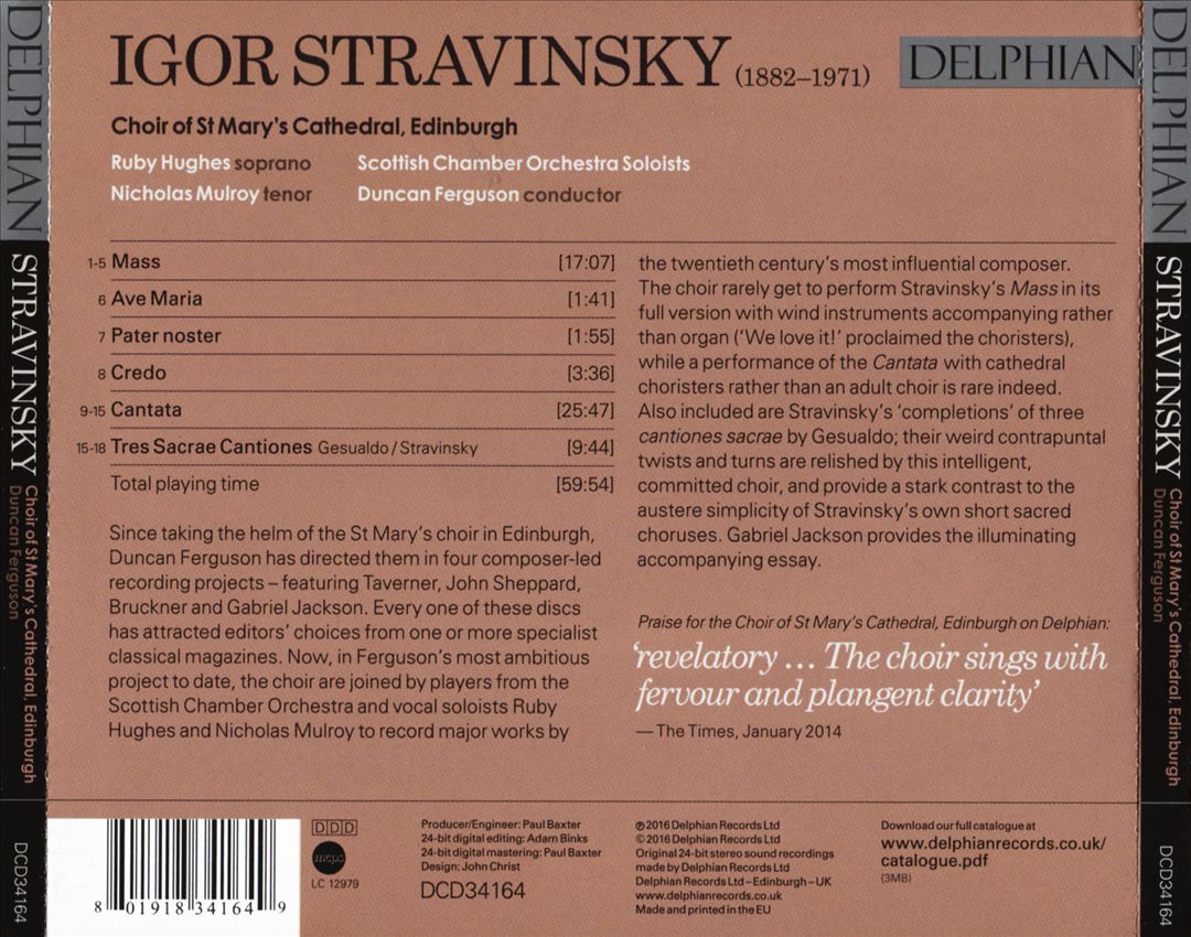 Stravinsky: Choral Works - Mass; Cantata cover art