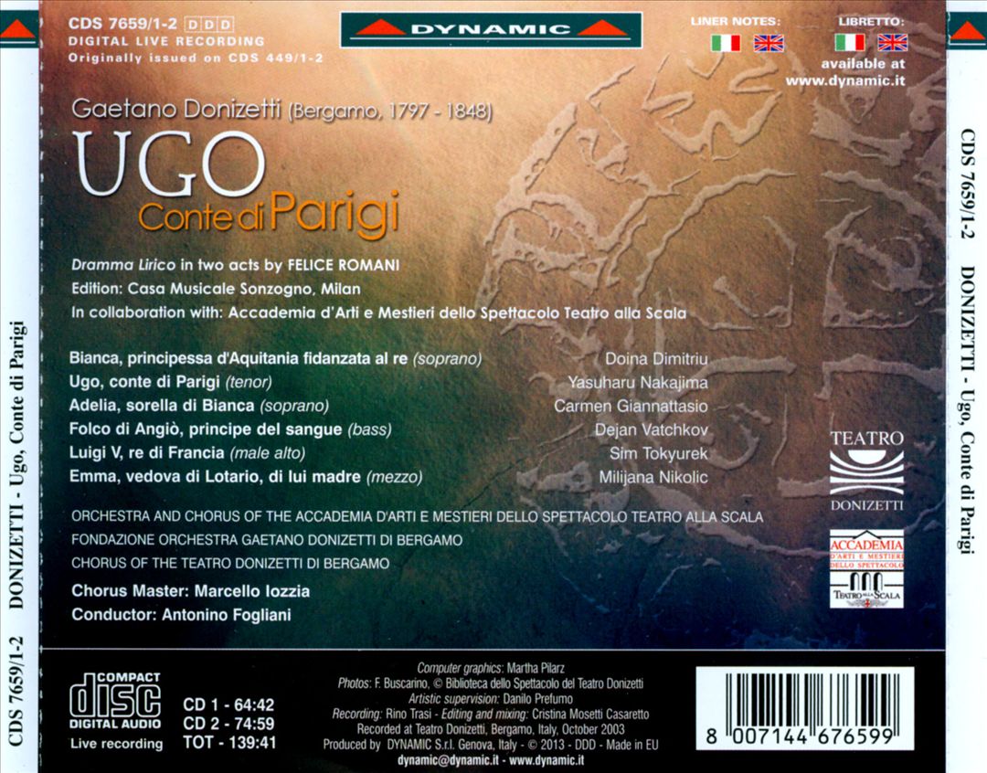 Donizetti: Ugo, conte di Parigi cover art