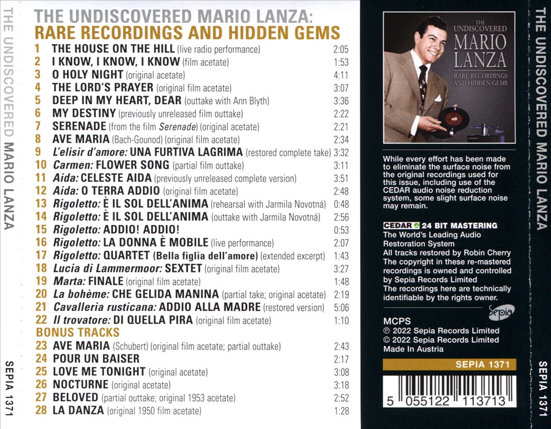 Undiscovered Mario Lanza: Rare Recordings and Hidden Gems cover art