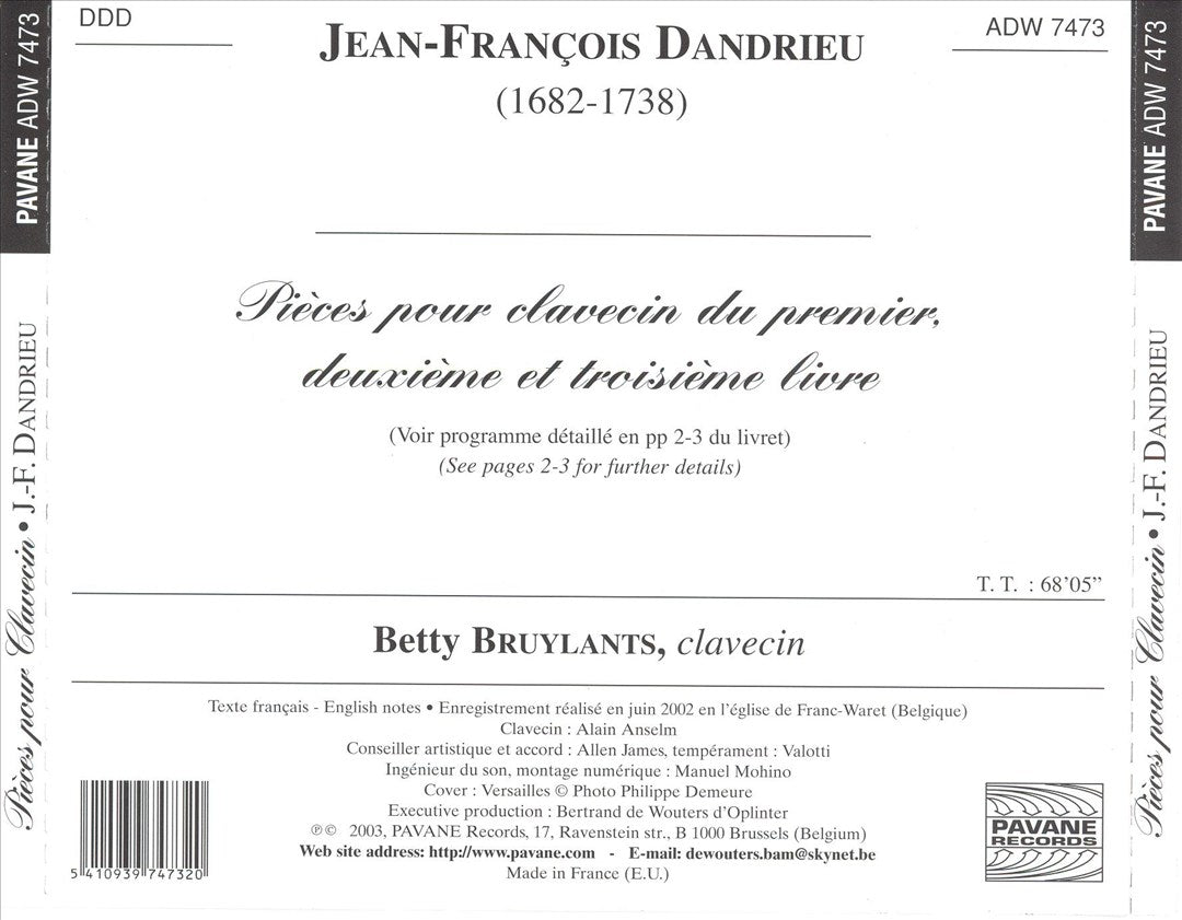 Dandrieu: Pièces pour Clavecin cover art