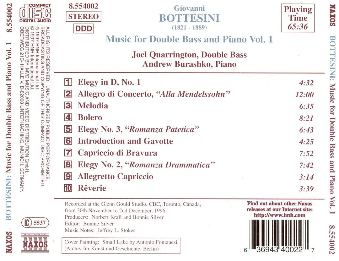 Bottesini: Music for Double Bass & Piano, Vol. 1 cover art