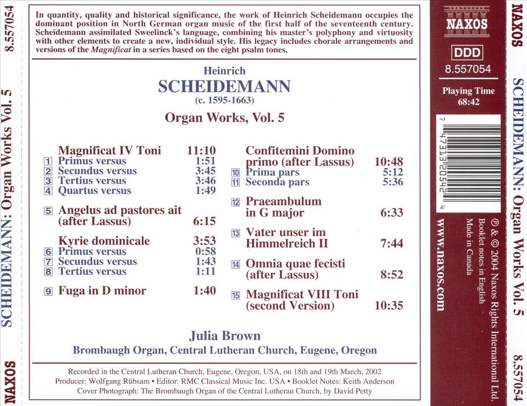 Scheidemann: Organ Works, Vol. 5 cover art