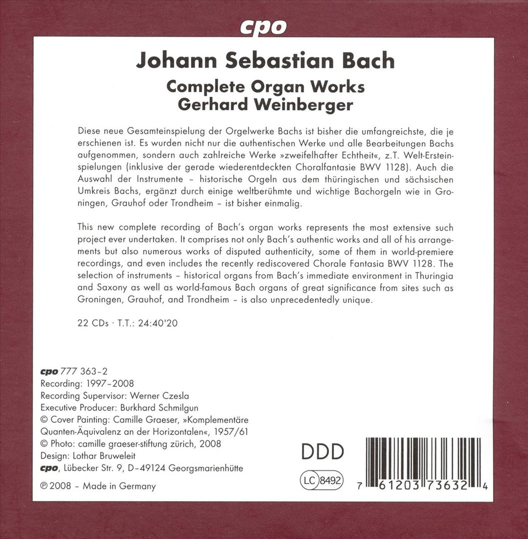 J.S. Bach: Complete Organ Works cover art