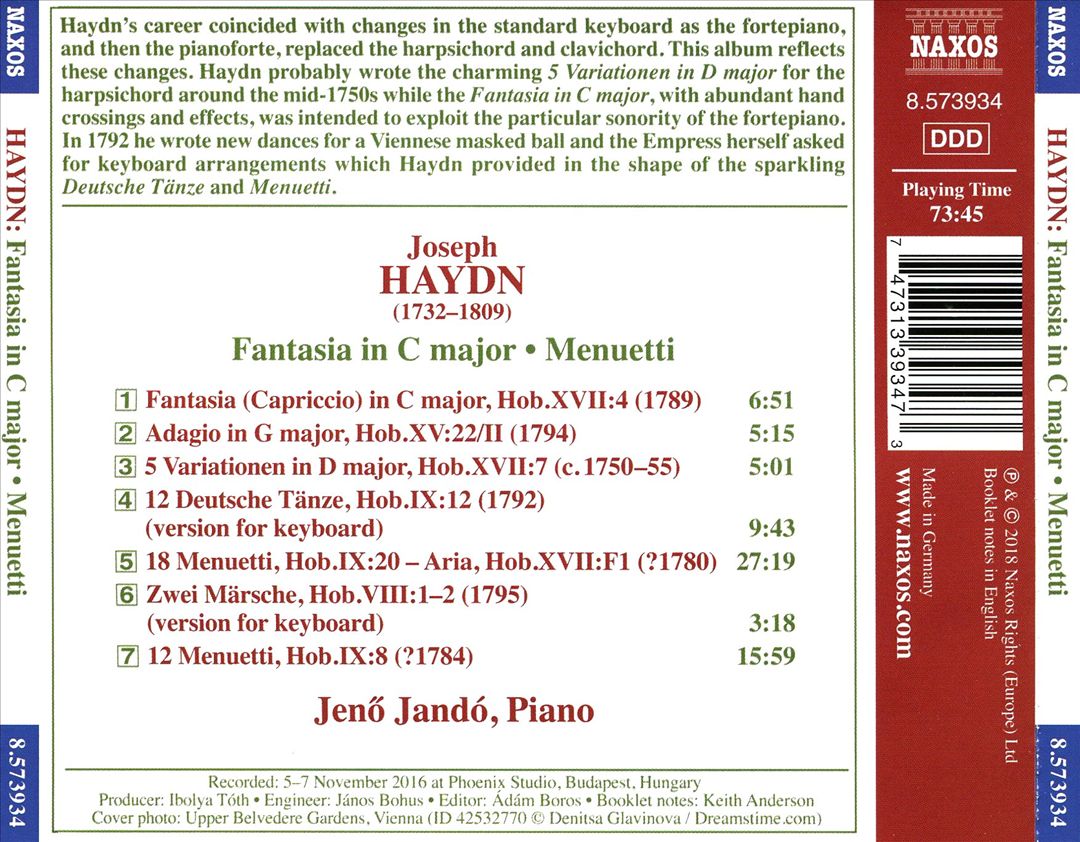 Haydn: Fantasia in C major; Menuetti; Variationen; Deutsche Tänze cover art