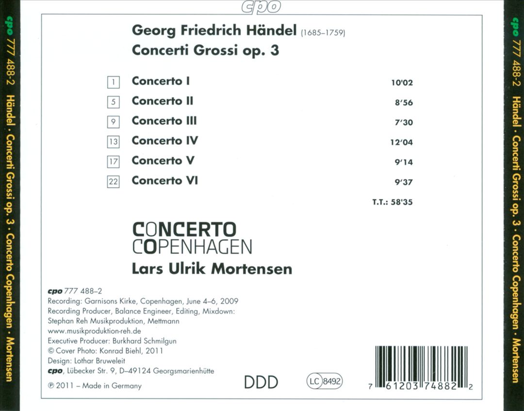 Händel: Concerti Grossi, Op. 3 cover art
