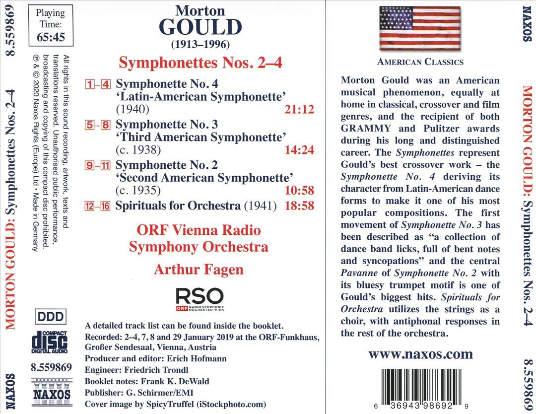 Morton Gould: Symphonettes Nos. 2-4; Spirituals for Orchestra cover art