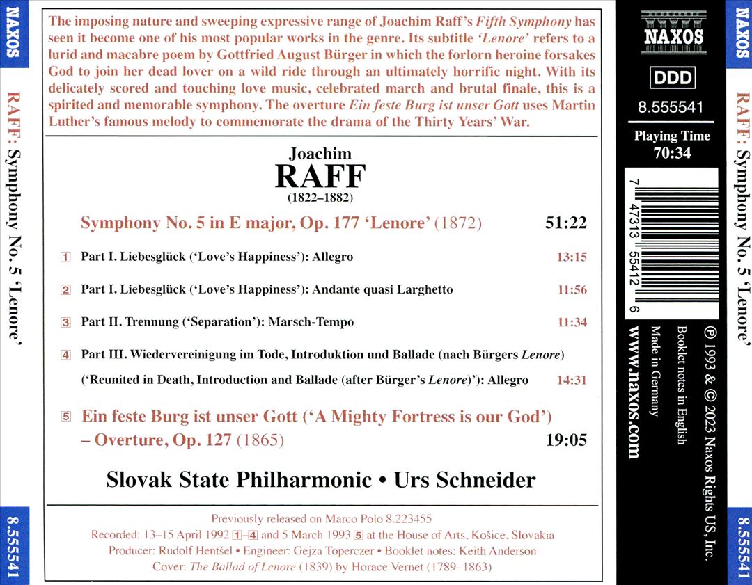 Raff: Symphony No. 5 'Lenore'; Ein feste Burg ist unser Gott Overture cover art