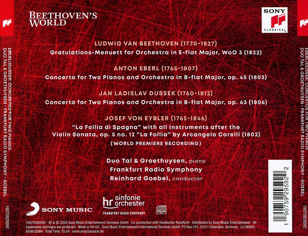 Beethoven's World: Eberl, Dussek - Concertos for Two Pianos cover art