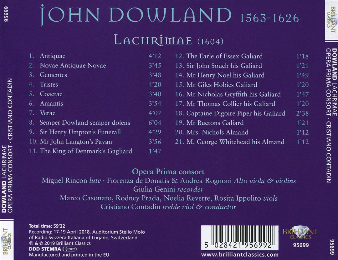 Dowland: Lachrimae cover art