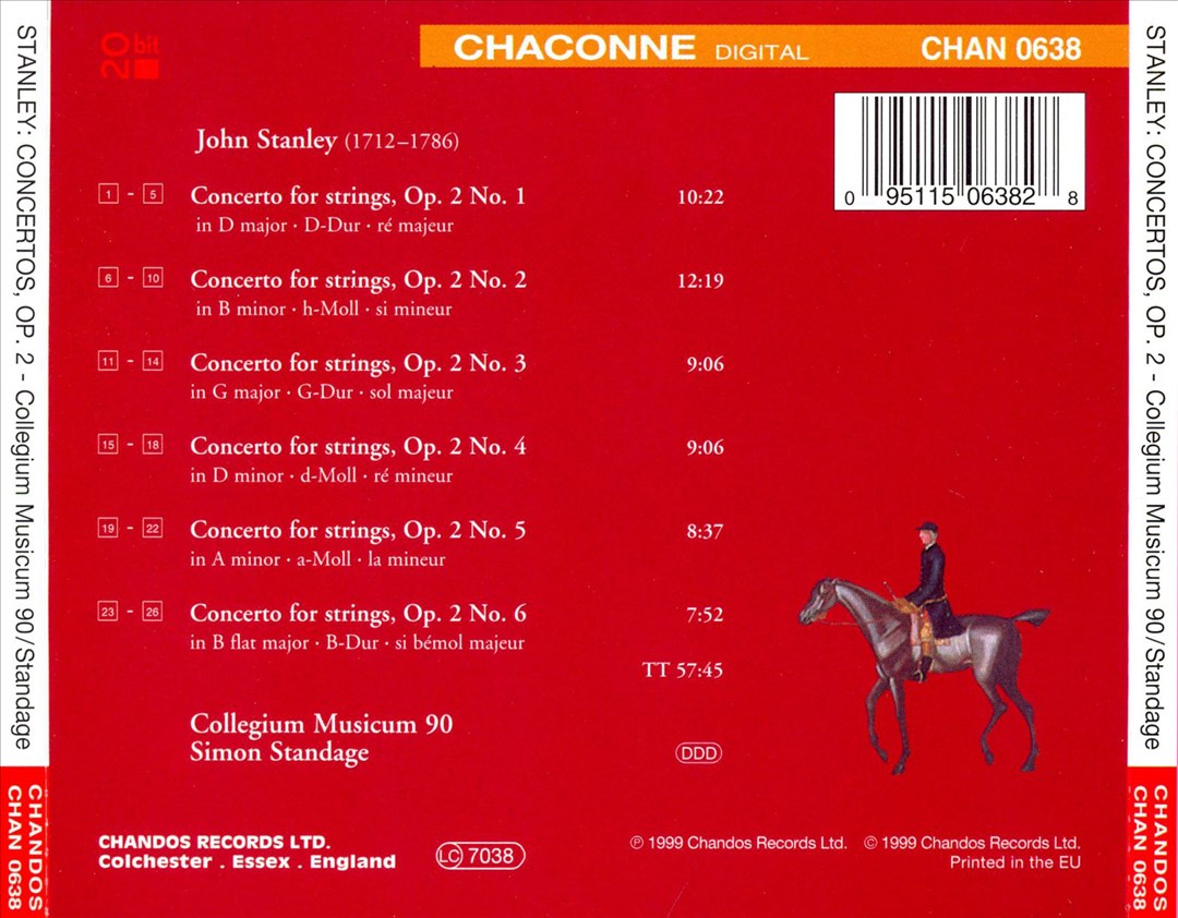 Stanley: Concertos for Strings, Op. 2 cover art