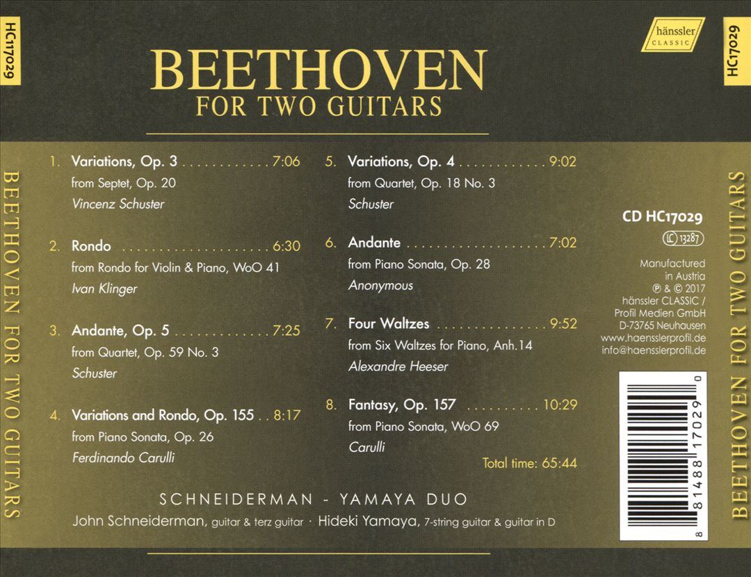 Beethoven for Two Guitars cover art