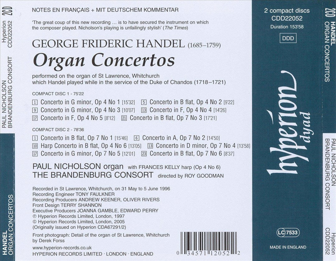 Handel: Organ Concertos cover art