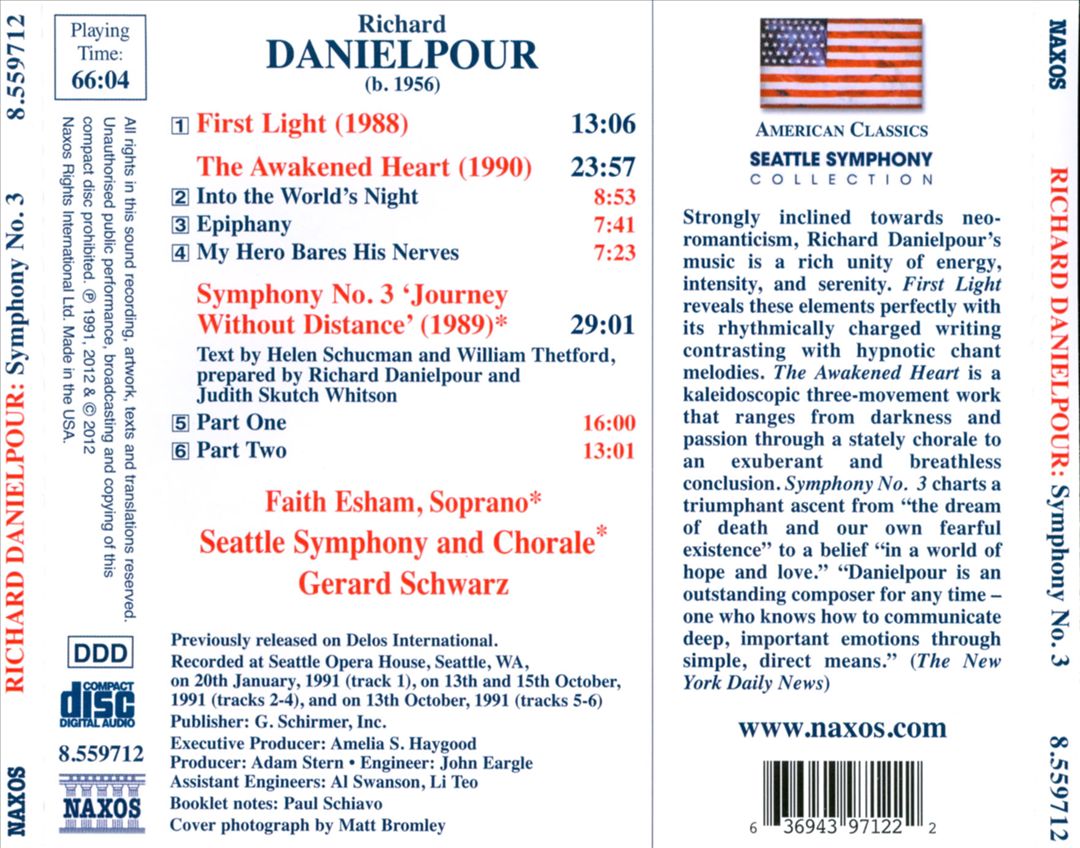 Richard Danielpour: Symphony No. 3 'Journey Without Distance'; First Light; The Awakened Heart cover art