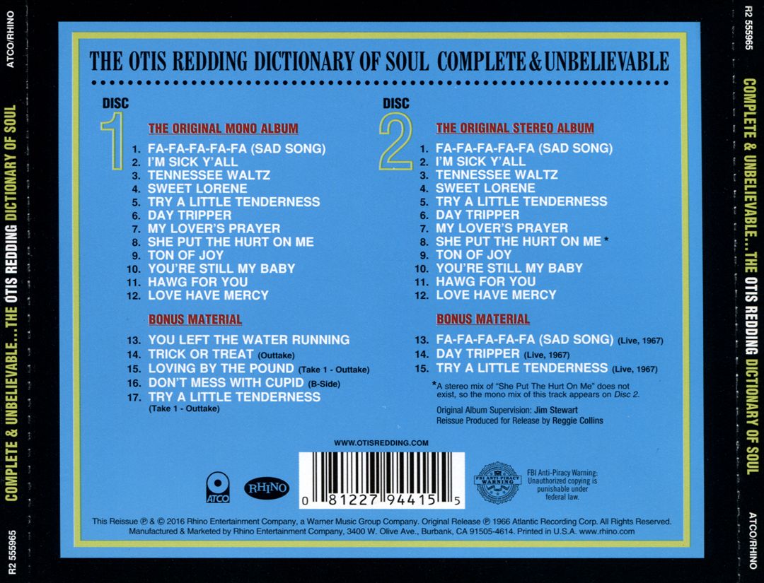 Complete & Unbelievable: The Otis Redding Dictionary of Soul [50th Anniversary Deluxe] cover art