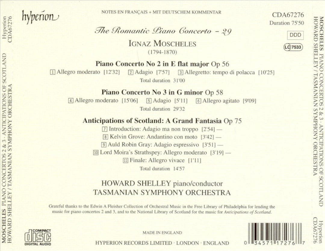 Romantic Piano Concerto, Vol. 29: Moscheles: Piano Concertos Nos. 2 & 3; Anticipations of Scotland cover art