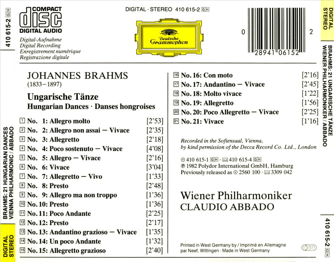 Brahms: 21 Ungarische Tänze cover art